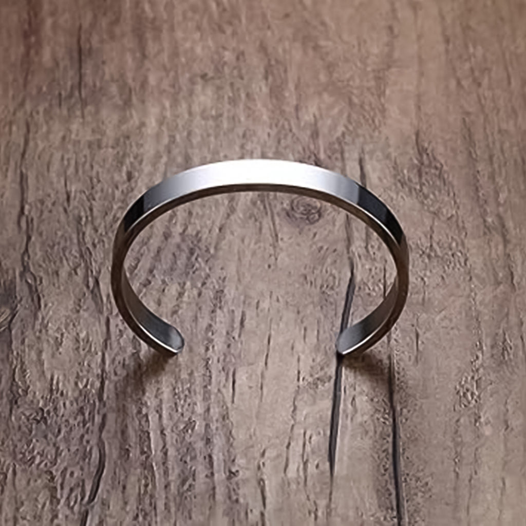 Minimalist Polished Open-ended Silver-tone Stainless Steel Kada (1 Pc)